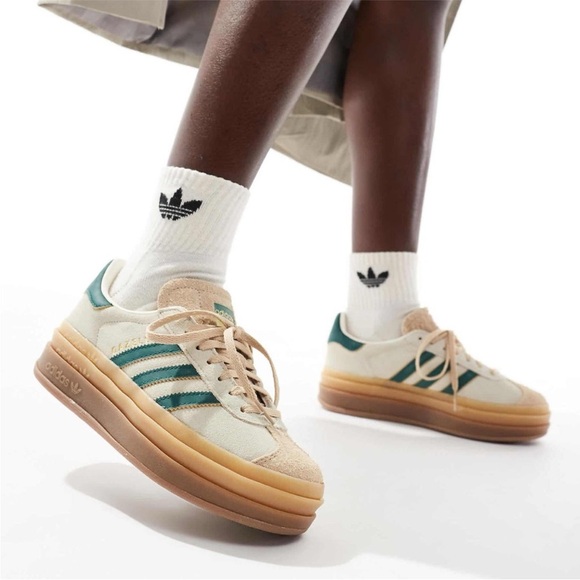 Adidas Gazelle Bold Platform Sneakers – Cream White / Collegiate Green – Size 7 - Picture 4 of 16